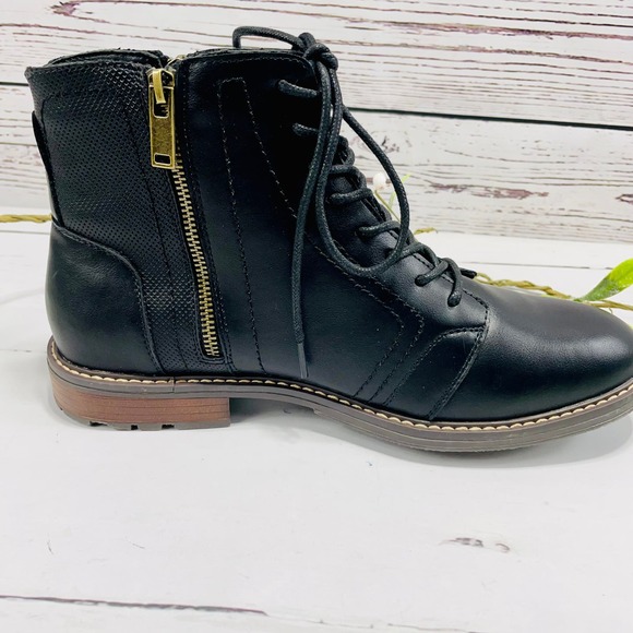 NEW Men's Black Lace-Up Boots with Side Zipper - Size 10 - Picture 7 of 9